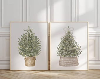 Christmas Tree Print, Christmas Decor, Minimalistic Christmas Print, Bow Print, Vintage Christmas, Christmas decoration, Christmas Wall art