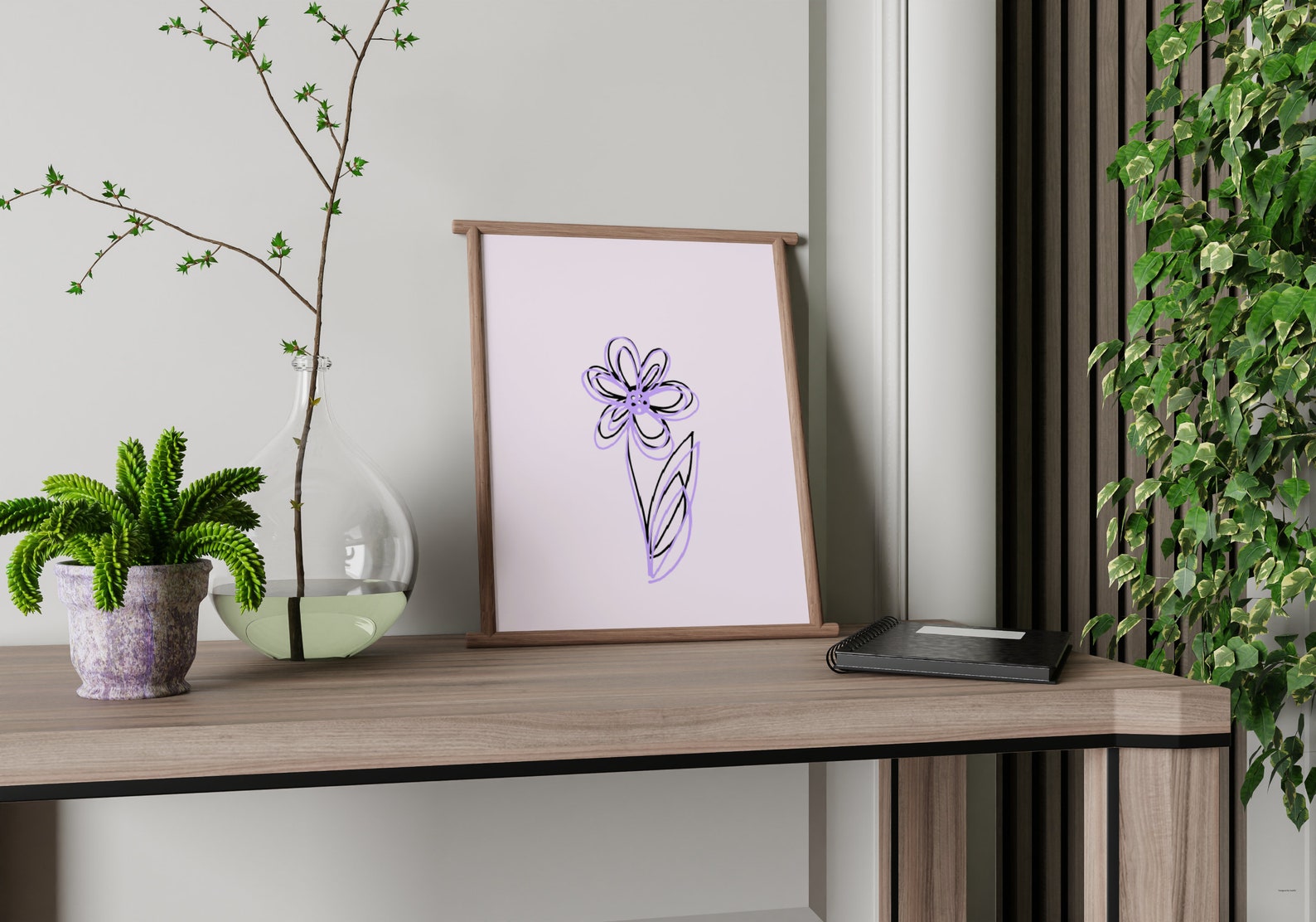 Flower Printable Flower Wall Art Print Neutrals Flower Wall Etsy