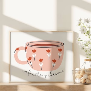 Cafecito Print, Cafecito Decor, Pan Dulce Print, Kitchen Print, Kitchen Decor, Coffee Print, Coffee Wall Art, Latina Art, Spanish Print.