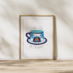Cafecito y Chisme Druck, Spanischer Druck, Kaffee Druck, Kaffee Dekor, Cafecito Wandkunst, Spanisches Küchendekor, Küchendruck, Cafecito Kunst