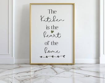 キッチンは家の中心です。プリント、キッチンの装飾、キッチンプリント、キッチンの壁アート、キッチンの名言、農家のプリント、キッチンアート