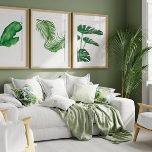Tropische Aquarellblätter, Tropische Blätter Drucke, Minimalistischer Druck, Strandhaus Kunstwerk, Monstera Druck, Pflanzenliebhaber Druck, Tropische Kunst
