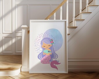 Mermaid Print for Kids Room Decor, Nursery Wall Art, Underwater Theme, Ocean Nursery, Girls Room Print, Mermaid Print, Mermaid Decor