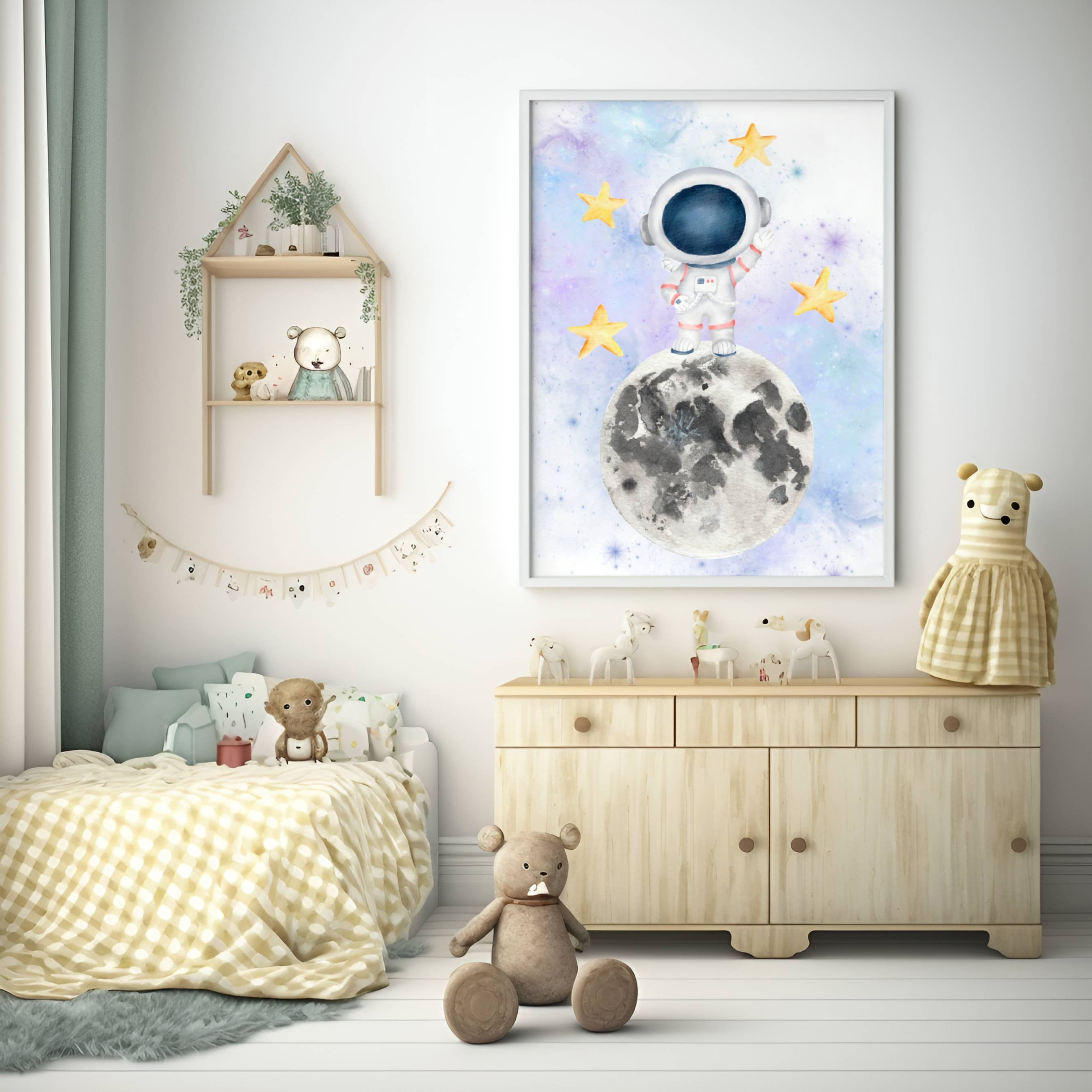 Space Theme Kids Wall Art Print, Astronaut Nursery Decor, Boys Room ...