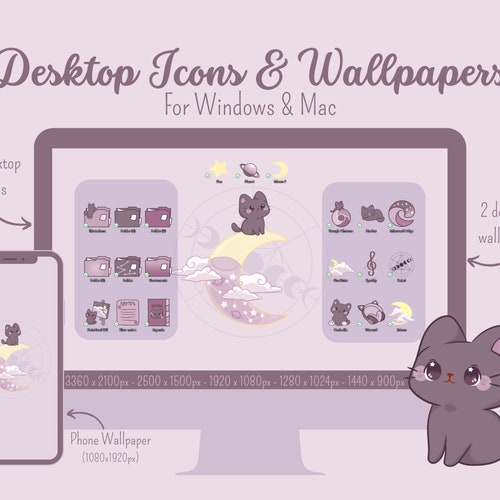 Cute Bakery Desktop Icon Set Windows & Mac Wallpaper - Etsy