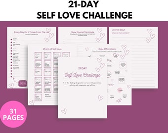 21-Day Self Love Challenge, Self Care, Journal Prompts