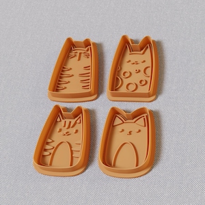 Kawaii Cat Cookie Cutters: 3D Printed PLA Molds, Set of 4