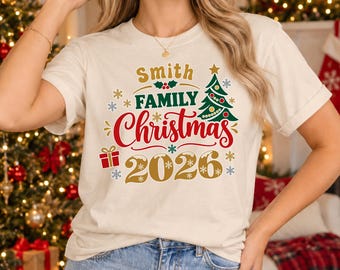 Personalized Family Christmas Shirt 2026, Matching Family Holiday Tee, Custom Last Name Xmas T-Shirt, Christmas Party Outfit, Xmas Eve Gift
