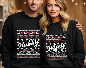 Felpa Mr & Mrs Natale – Unisex, Cotone/poliestere, Regalo Di Coppia, Varie Taglie
