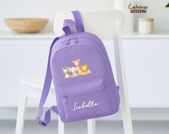Personalised Backpack Rucksack, Safari School Bags, Toddlers Children's Bags, Back To School Gifts for kids, Safari Animals Nursery Backpack