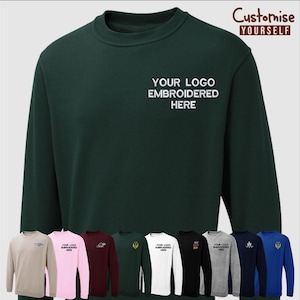 Personalised Embroidered Sweatshirt, Your Logo or Text Monogram Sweater, Business Branding Designs Jumpers, Team Matching Tops, Workers Gift