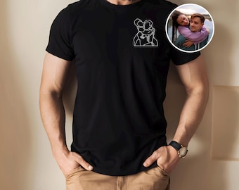 Custom Couple Photo Portrait Shirt, Personalised Printed Portrait from Photo Shirt, Christmas Couple Matching Tops, Christmas Gift for Him