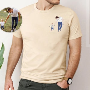 Personalized Portrait Photo Shirt for Dad, Custom Printed Portrait Matching Shirt, Custom Dad Faceless Tee Shirts, Special Fathers Day Gifts