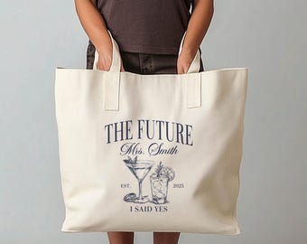 Benutzerdefinierte Zukunft Frau Tragetasche Brautgeschenk, personalisierte Verlobung Tragetasche, Braut zu sein Tragetasche, Bachelorette Party Favor, Hochzeit Geschenkidee