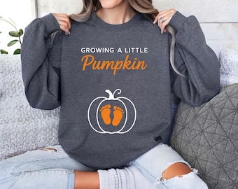 Growing A Little Pumpkin Sweatshirt, Autumn Season Maternity Sweater, Mama to Be Fall Jumper, Pregnancy Announcement Gift, Halloween Gifts