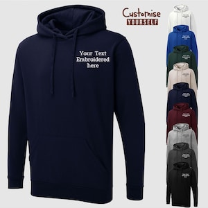 Sweat à capuche avec texte brodé personnalisé, sweat à capuche avec logo personnalisé pour entreprise, hauts de vêtements de travail à monogramme du nom de l'entreprise, uniforme personnalisé, cadeau pour lui/elle