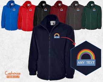 Personalised Nurse Fleece jacket, Embroidered Any Text Rainbow Fleece Zip Up Jacket, Unisex Medical Healthcare Worker Tops, Gift for Doctors