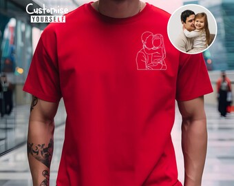 Personalised Dad Photo Portrait Shirt, Custom Printed Portrait from Photo Shirt, Christmas Family Photo Matching Top, Christmas Gift for Him