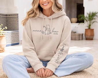 Felpa con cappuccio personalizzata Mama Bear, felpa con cappuccio per la mamma con nome e data di nascita personalizzati, regalo carino Mama Bear, idee regalo per la festa della mamma e per le neomamme