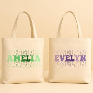 Personalized Retro Tote Bags, Custom Name Tote Bags, Back to School Gifts, Oversized Totes, School Bag For Kids, Teacher Gifts, Gift For Her