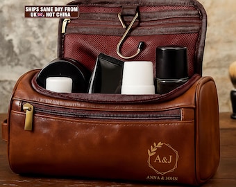 Custom Toiletry Bag for Men | Personalized Dopp Kit | Monogram Wash Bag | Grooming Travel Gift | Father’s Day UK Gift