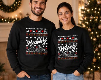 Christmas Couple Matching Sweatshirts, Mr and Mrs Holiday Crewnecks, Custom Christmas Jumper for Couples, Matching Xmas Outfits, Couple Gift