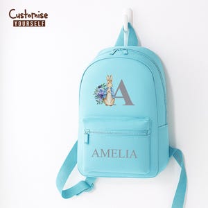 Sac à dos pour enfant avec prénom personnalisé, initiales personnalisées avec cartable lapin, cadeaux de rentrée, sacs à dos pour chambre d'enfant, cadeaux garçons fille