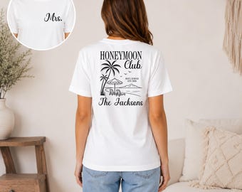 Just Married Couple Shirt, Honeymoon Club Custom Shirt, Mr and Mrs Matching Tops, Wifey & Husband Newlywed Gift, Wedding New Couples Gift