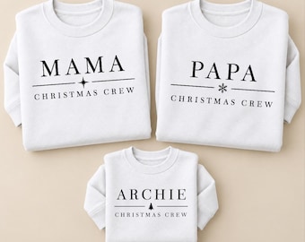 Christmas Crew Family Sweatshirt, Custom Family Name Matching Sweater, Holiday Christmas Crewneck, Mama Papa Kids Xmas Top, Christmas Gift