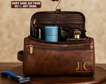 Personalized Toiletry Bag for Men | Monogram Travel Dopp Kit | Custom Father’s Day Gift | Grooming Wash Bag | Same Day Shipping in UK