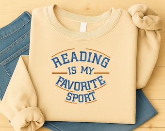 Lesen ist mein Lieblingssport besticktes Sweatshirt, Vintage Rundhalspullover Bibliothek, Geschenke für Buchliebhaber, Buchclub-Pullover, Geschenke für sie