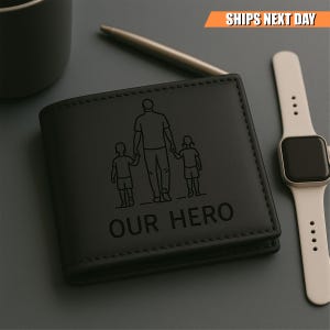 Cartera de cuero personalizada para papá, cartera para hombre con foto grabada, cartera de cuero premium, regalo para papá primerizo, regalos para el Día del Padre, regalo para él