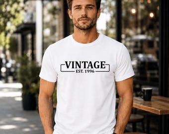 Custom Birthday 1996 T-Shirt, Personalised Est Date Print Shirt, 30th Birthday Vintage Gift, Retro Gift 1996 Tee, Birthday Gift for Him Her