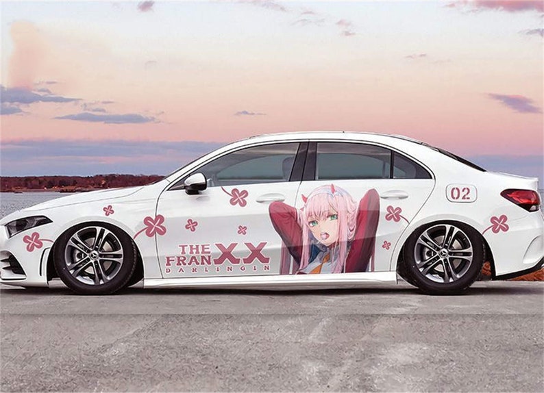 Japanese Anime Character Car Wrap, zero two car decal, Cast Vinyl Wrap, Universal Size 