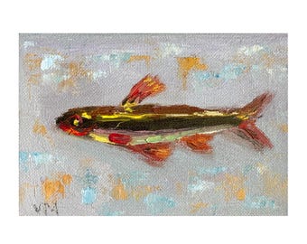 Vis schilderij origineel olieverfschilderij Impasto canvas moderne nautische keuken muur kunst decor