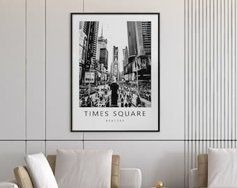Times Square Poster, NYC Wall Art, New York Travel Print, Architecture Art (Digital Download)