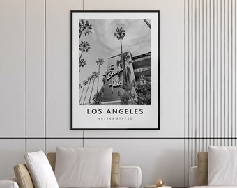 Los Angeles Los Angeles Hotel Druck Sofortiger Download, Los Angeles Druck, Schwarzweiß-Beverly Hills Wandkunst, USA Reisefotos