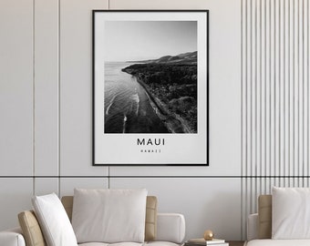 Maui Poster Instant Download,Maui Print,Black and White Hawaii Wall Art,United States Travel Photograpy,Printable Hawaii Poster,Usa Poster