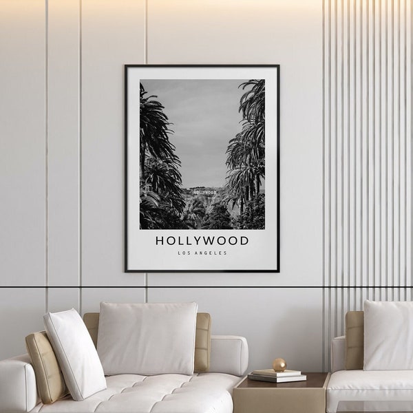 Hollywood Print Instant Download,Hollywood Poster,Black and White Los Angeles Wall Art,California Travel Photograph,United States Wall Art