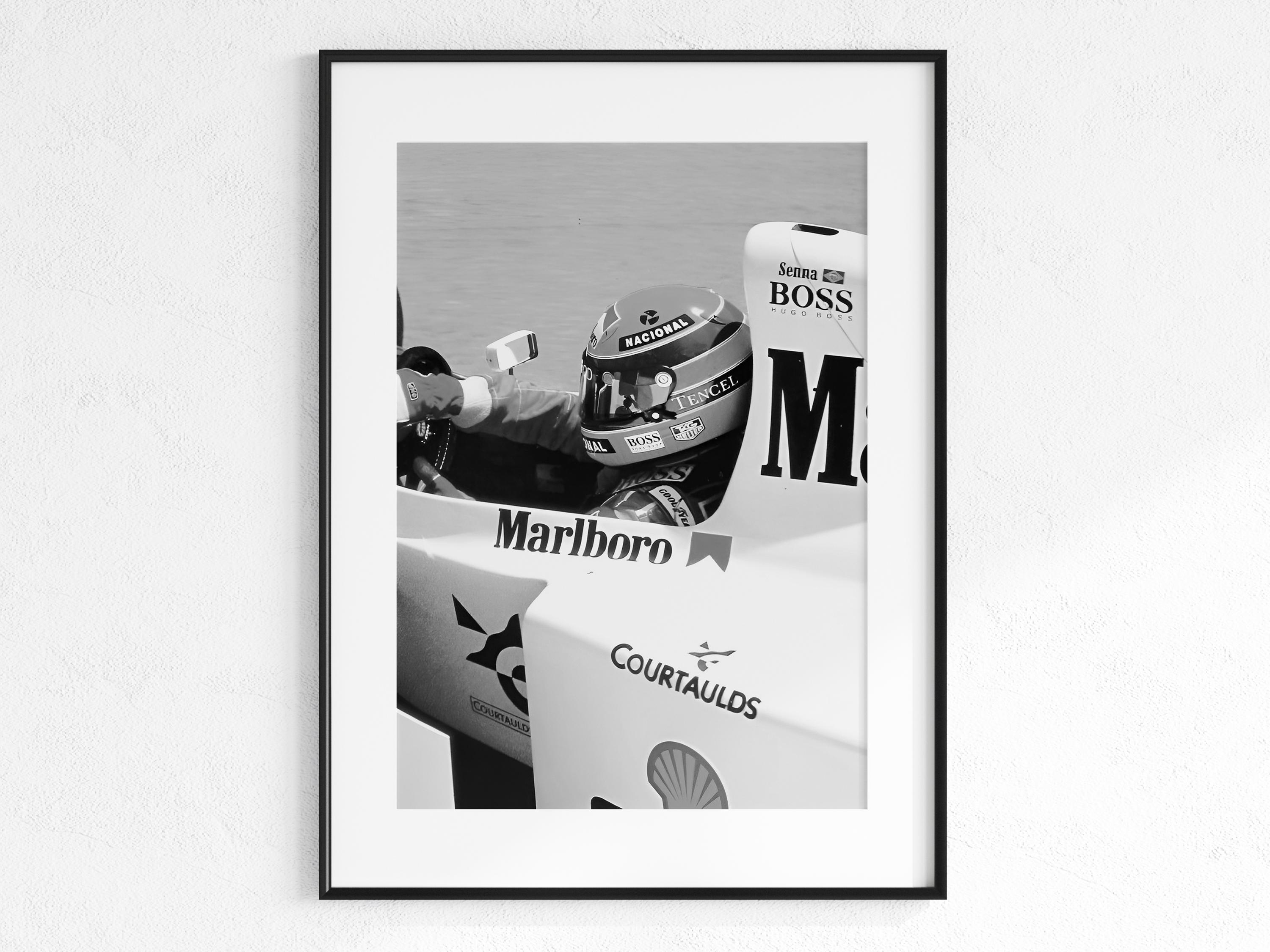 Etsy 日本 - アイルトン・セナの白黒ポスター｜ヴィンテージF1アート