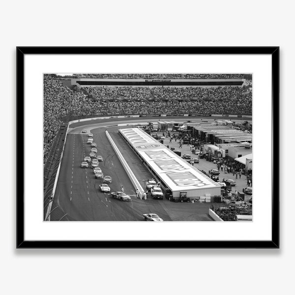 Nascar Race Track Poster Digital Download,Race Car Print,Black and White Vehicle Photography,Race Wall Art,Racing Photo,Instant Download