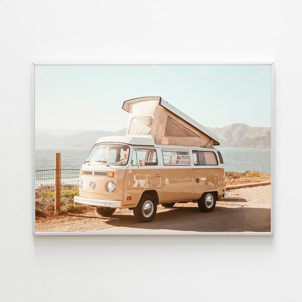 Vintage Volkswagen Bus Print Digital Download,Vintage Vw Bus Poster,Van Print,Summer Beach Wall Art,Retro Van Wall Art,Instant Download Car