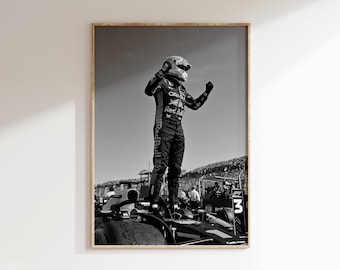 Verstappen F1 Poster Download, Formula Racing Win Print, Black and