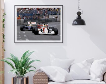 グッドイヤー F1ワールドチャンピオン額装ポスター セナプロストマンセルハント アイルトン・セナ＆ナイジェル・マンセル F1 モナコGP レーシング