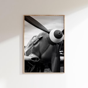 Airplane Poster Airplane Propeller Print Digital Download,Vintage Aircraft Propeller Photo,Aircraft Poster,Black and White Airplane Wall Art