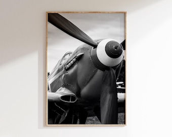 Vintage Airplane Propeller Print: Black and White Wall Art (digital ...