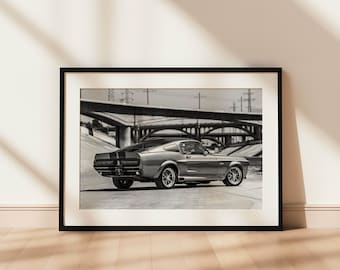 Ford Mustang Shelby Poster,Ford Mustang Eleanor GT 500 Print Digital Download,American Muscle Car Art,Classic Car Wall Art,Garage Decor