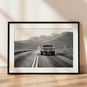 Vintage Ford Mustang Print: Black and White Classic Car Poster (Digital Download)