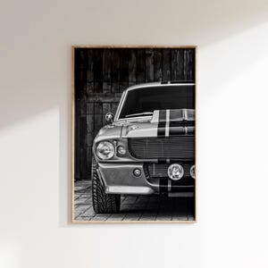 1967 Ford Mustang Shelby GT500 Print Digital Download,Ford Mustang Poster,Classic Car Art,American Muscle Car Print,Black and White Car