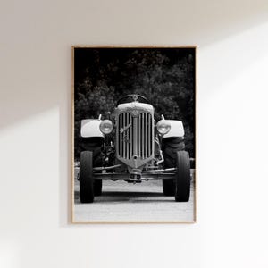 Impresión digital de tractor antiguo, póster de tractor antiguo, decoración de granja, arte mural de vehículos antiguos en blanco y negro, decoración rústica del hogar.